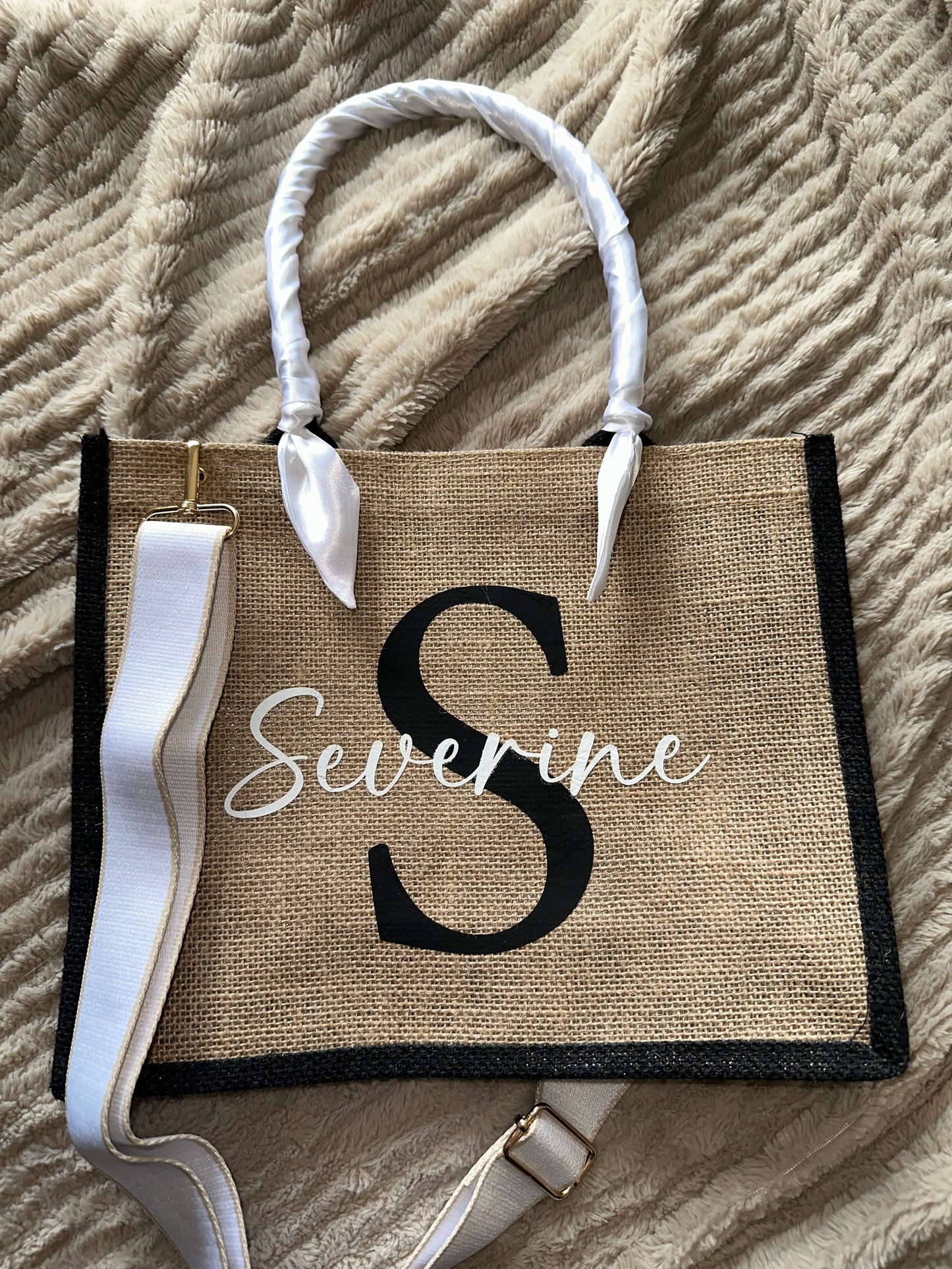 Sac jute couleur uni bandoulière simple T S