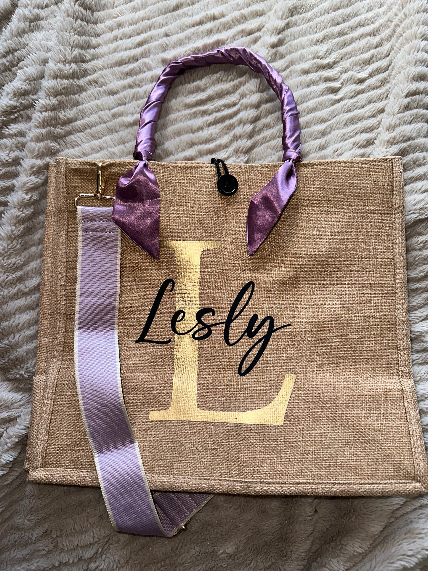 Sac jute couleur uni bandoulière simple Taille M