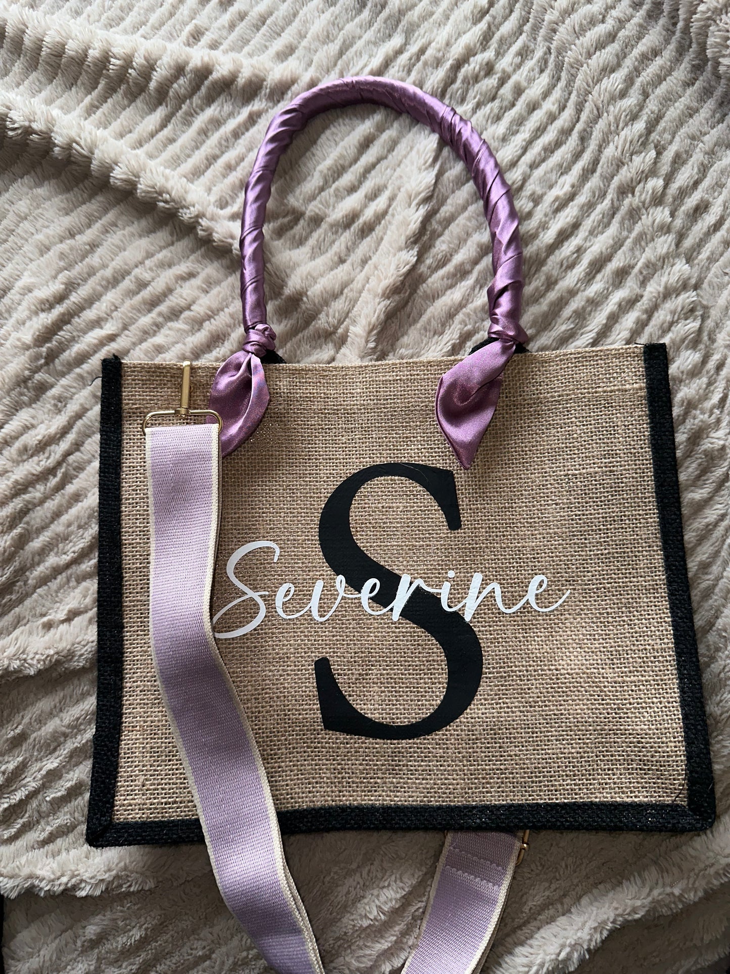 Sac jute couleur uni bandoulière simple T S