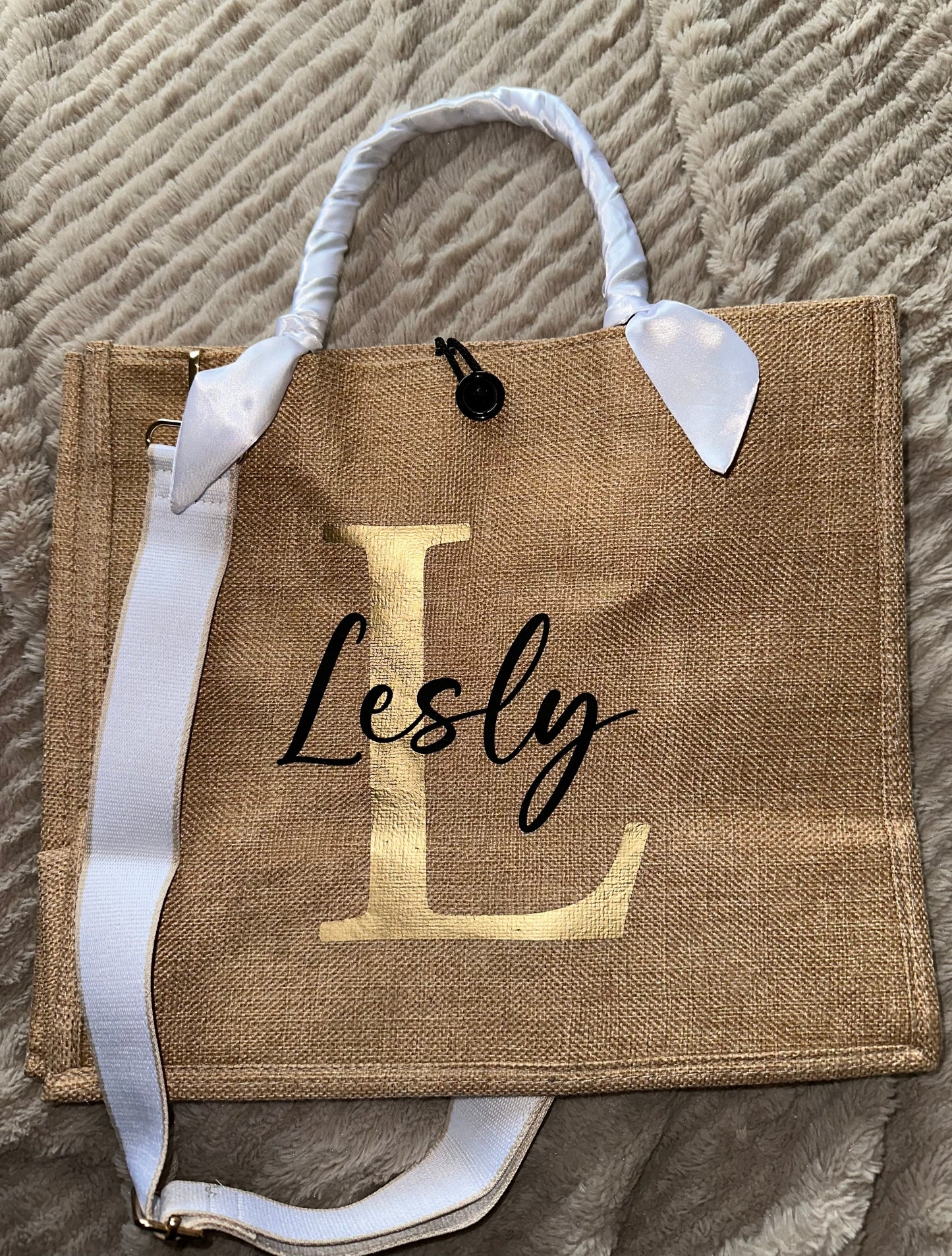 Sac jute couleur uni bandoulière simple Taille M