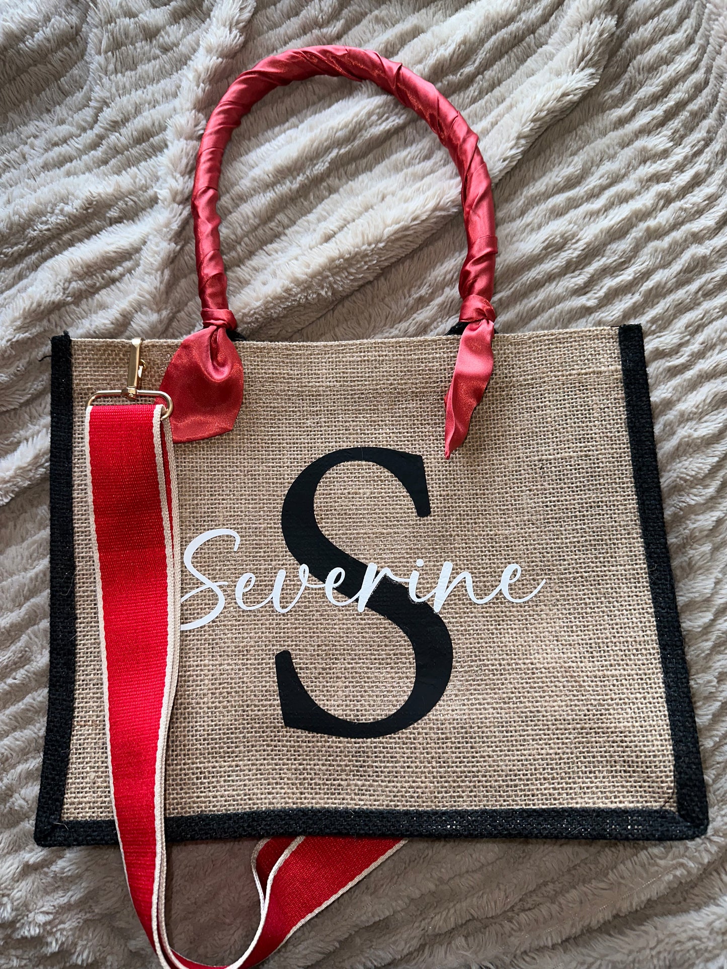 Sac jute couleur uni bandoulière simple T S
