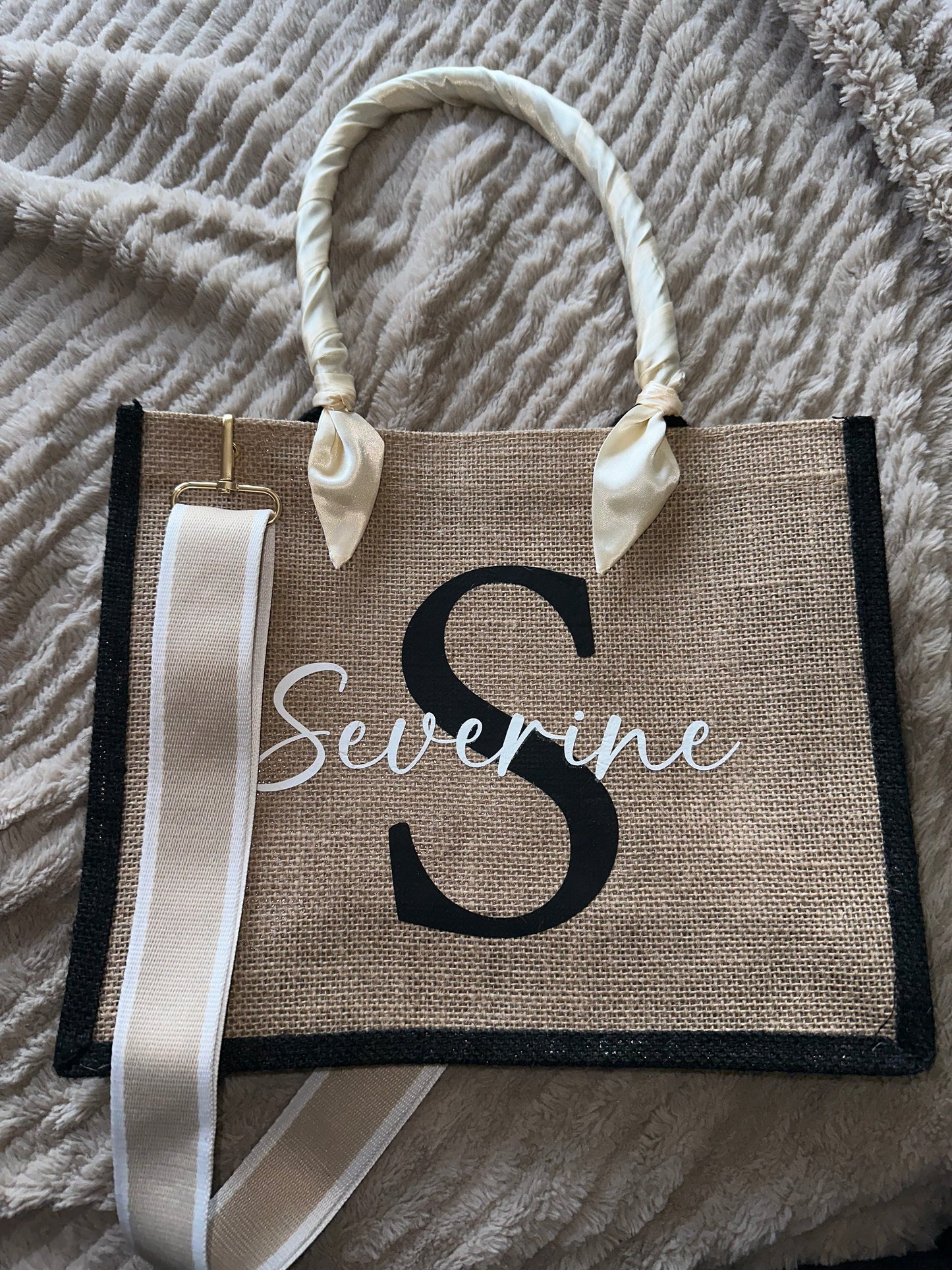 Sac jute couleur uni bandoulière simple T S