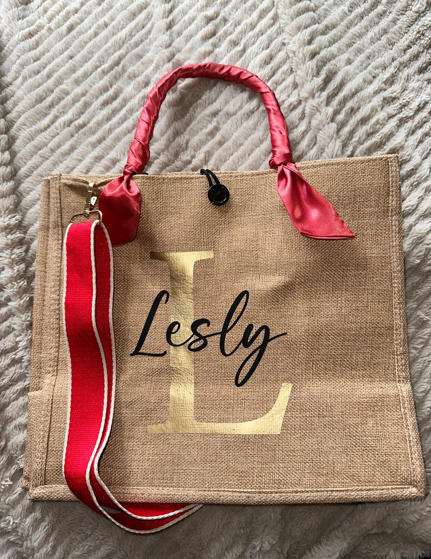 Sac jute couleur uni bandoulière simple Taille M